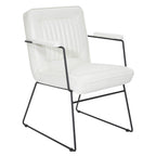 White / Sand / Navy / Black / Charcoal Faux Leather Accent Chair with Sled Base & Padded Arms – 1 Person