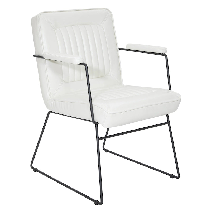 White / Sand / Navy / Black / Charcoal Faux Leather Accent Chair with Sled Base & Padded Arms – 1 Person