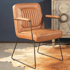 White / Sand / Navy / Black / Charcoal Faux Leather Accent Chair with Sled Base & Padded Arms – 1 Person