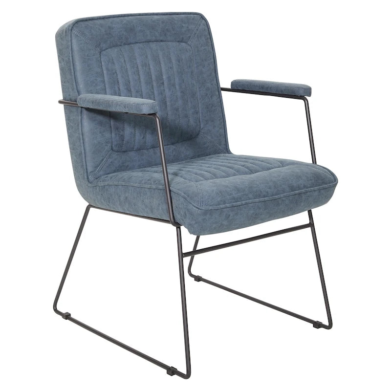 White / Sand / Navy / Black / Charcoal Faux Leather Accent Chair with Sled Base & Padded Arms – 1 Person