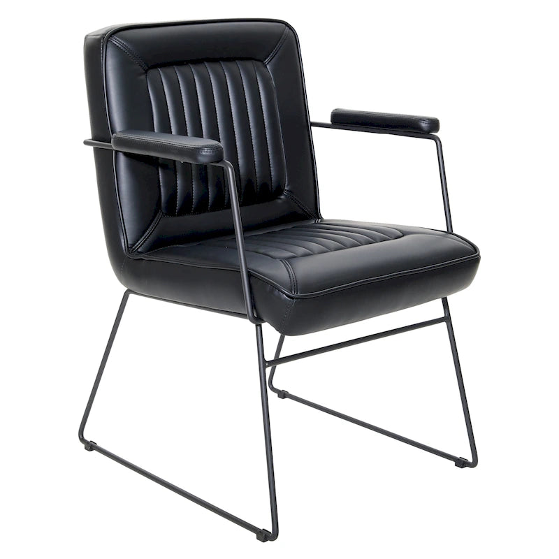 White / Sand / Navy / Black / Charcoal Faux Leather Accent Chair with Sled Base & Padded Arms – 1 Person