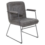 White / Sand / Navy / Black / Charcoal Faux Leather Accent Chair with Sled Base & Padded Arms – 1 Person