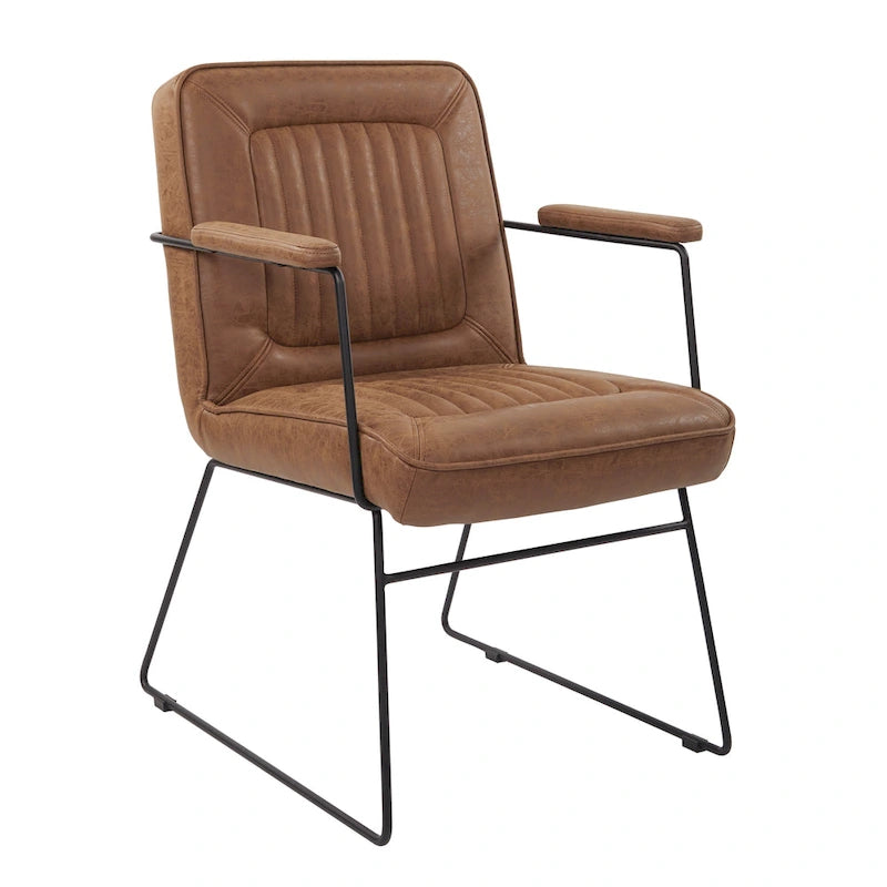 White / Sand / Navy / Black / Charcoal Faux Leather Accent Chair with Sled Base & Padded Arms – 1 Person