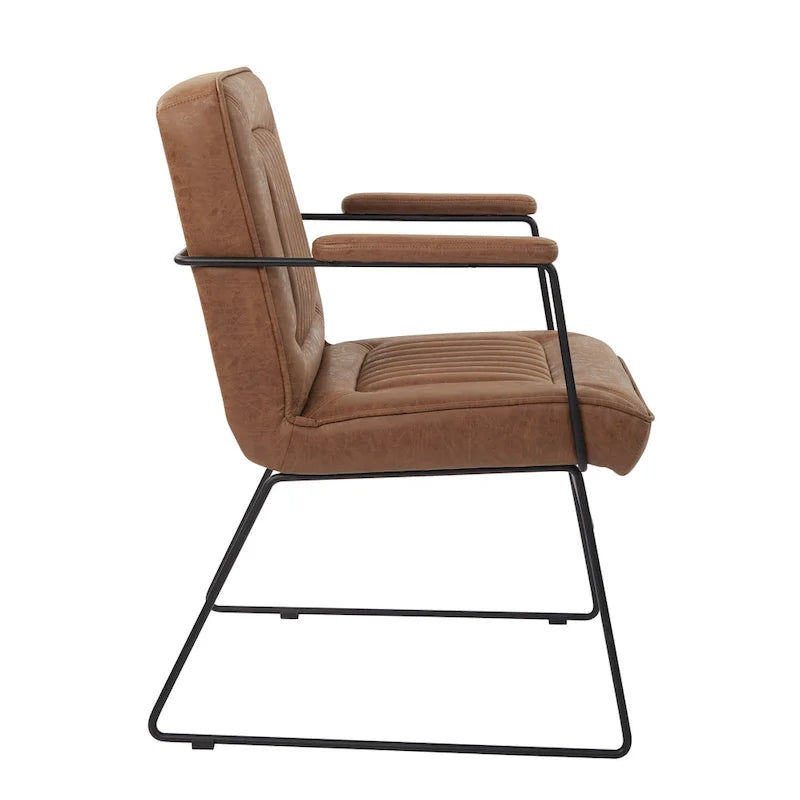 White / Sand / Navy / Black / Charcoal Faux Leather Accent Chair with Sled Base & Padded Arms – 1 Person