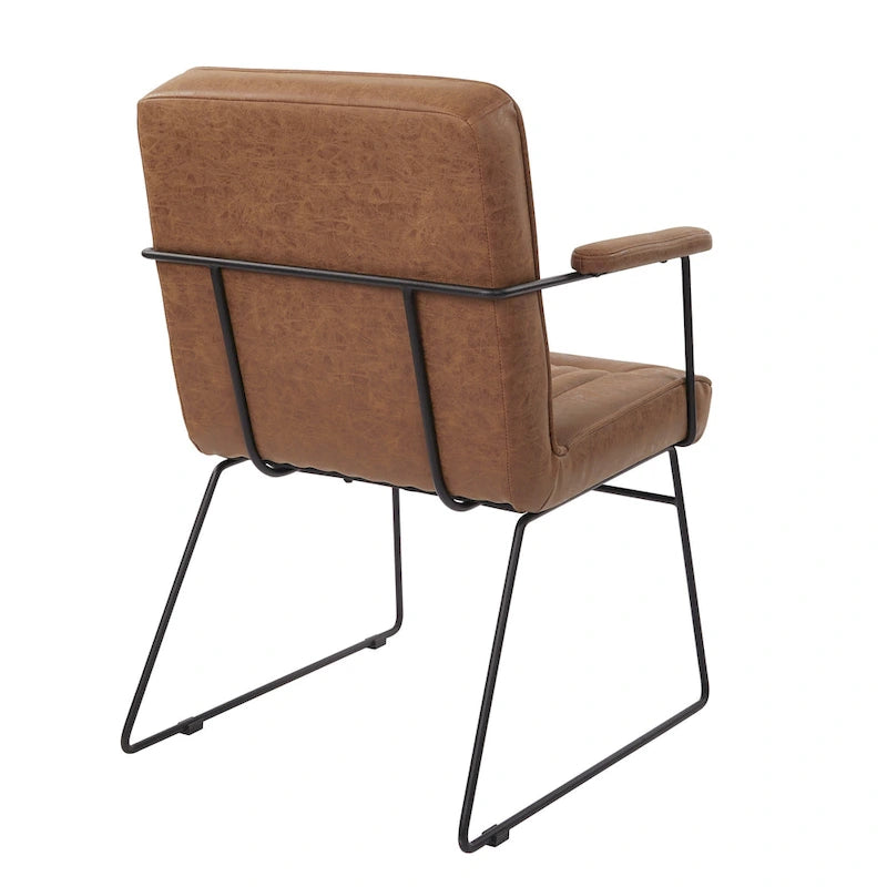 White / Sand / Navy / Black / Charcoal Faux Leather Accent Chair with Sled Base & Padded Arms – 1 Person