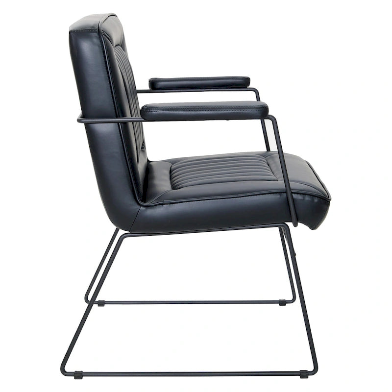 White / Sand / Navy / Black / Charcoal Faux Leather Accent Chair with Sled Base & Padded Arms – 1 Person
