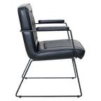 White / Sand / Navy / Black / Charcoal Faux Leather Accent Chair with Sled Base & Padded Arms – 1 Person