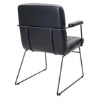 White / Sand / Navy / Black / Charcoal Faux Leather Accent Chair with Sled Base & Padded Arms – 1 Person