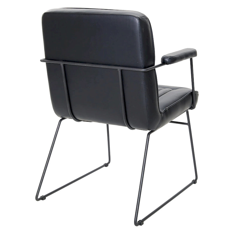 White / Sand / Navy / Black / Charcoal Faux Leather Accent Chair with Sled Base & Padded Arms – 1 Person