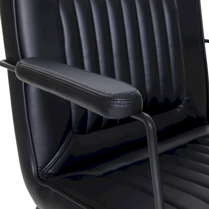 White / Sand / Navy / Black / Charcoal Faux Leather Accent Chair with Sled Base & Padded Arms – 1 Person