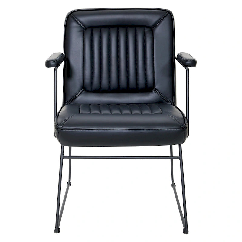 White / Sand / Navy / Black / Charcoal Faux Leather Accent Chair with Sled Base & Padded Arms – 1 Person