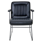 White / Sand / Navy / Black / Charcoal Faux Leather Accent Chair with Sled Base & Padded Arms – 1 Person