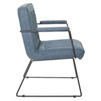 White / Sand / Navy / Black / Charcoal Faux Leather Accent Chair with Sled Base & Padded Arms – 1 Person