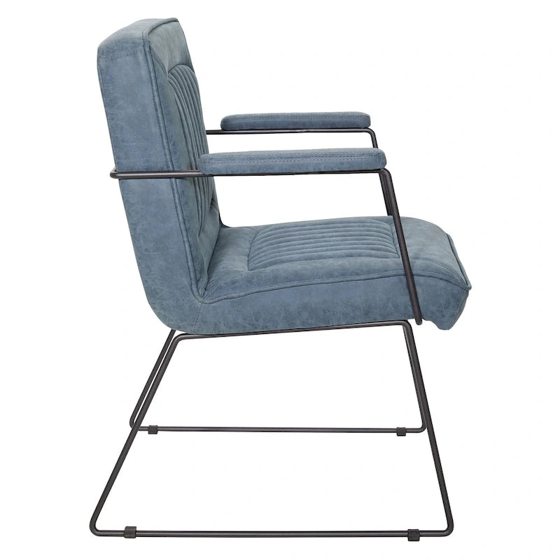 White / Sand / Navy / Black / Charcoal Faux Leather Accent Chair with Sled Base & Padded Arms – 1 Person