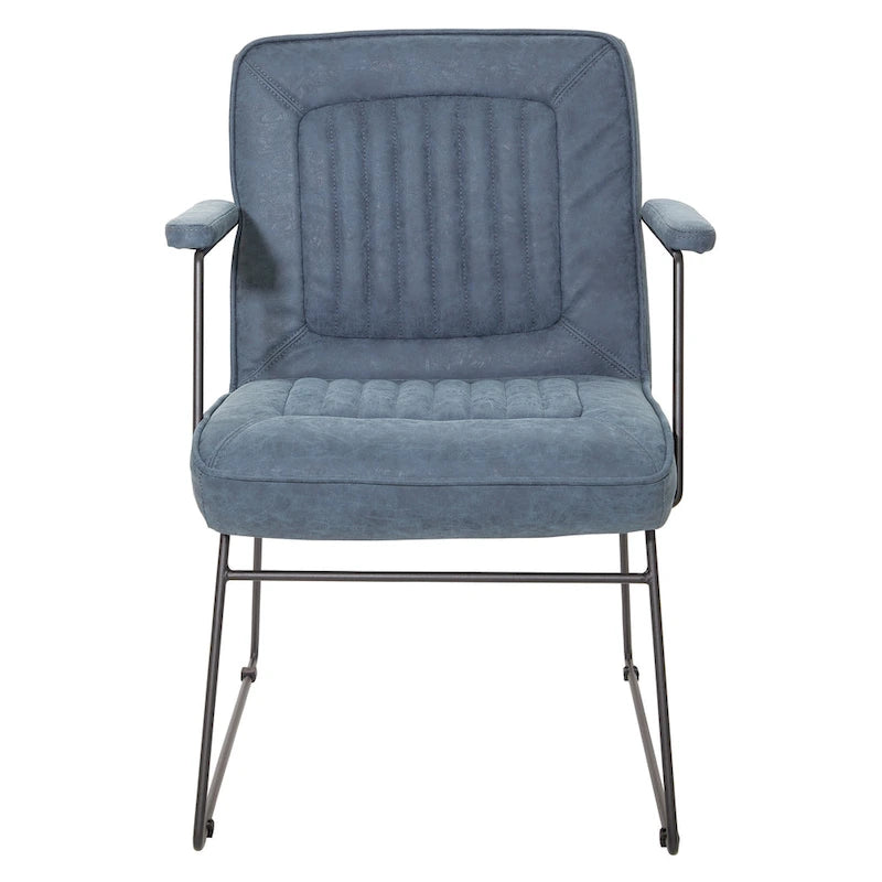 White / Sand / Navy / Black / Charcoal Faux Leather Accent Chair with Sled Base & Padded Arms – 1 Person