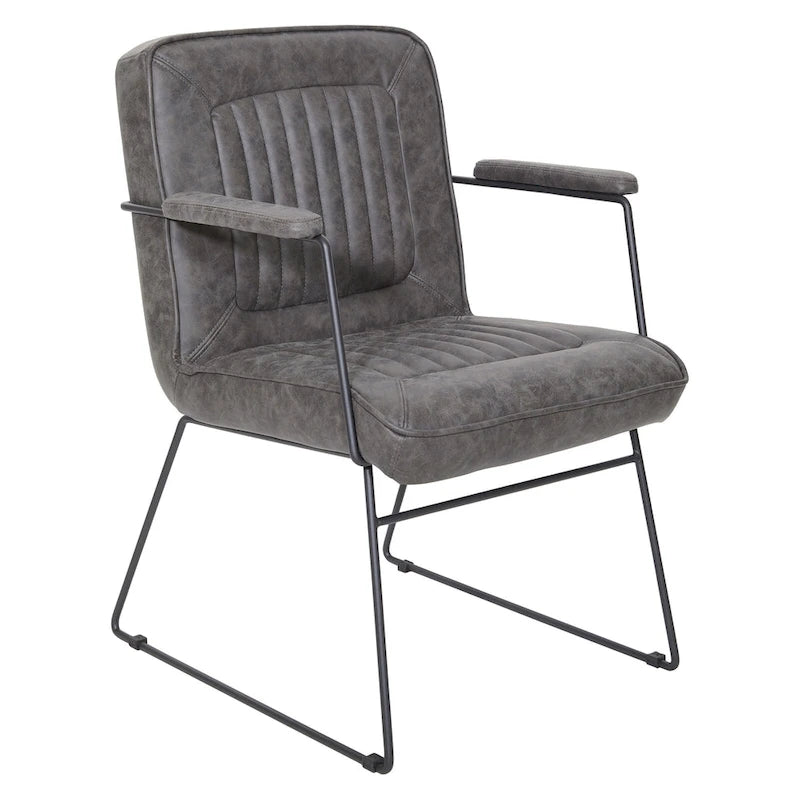 White / Sand / Navy / Black / Charcoal Faux Leather Accent Chair with Sled Base & Padded Arms – 1 Person
