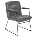 White / Sand / Navy / Black / Charcoal Faux Leather Accent Chair with Sled Base & Padded Arms – 1 Person
