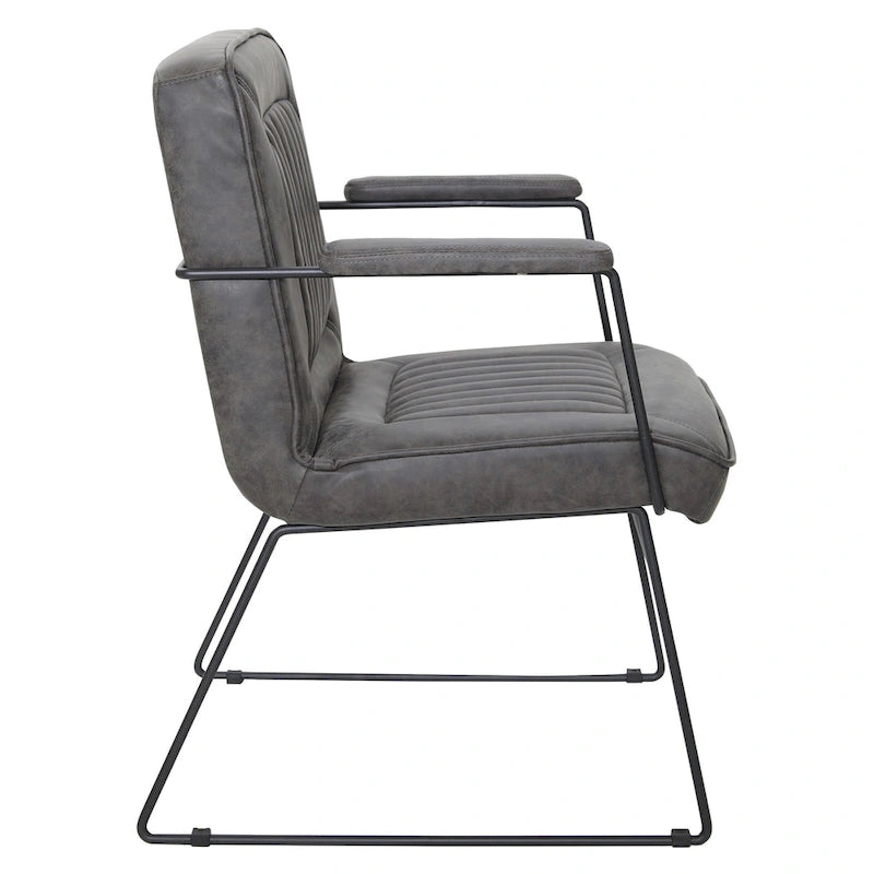 White / Sand / Navy / Black / Charcoal Faux Leather Accent Chair with Sled Base & Padded Arms – 1 Person