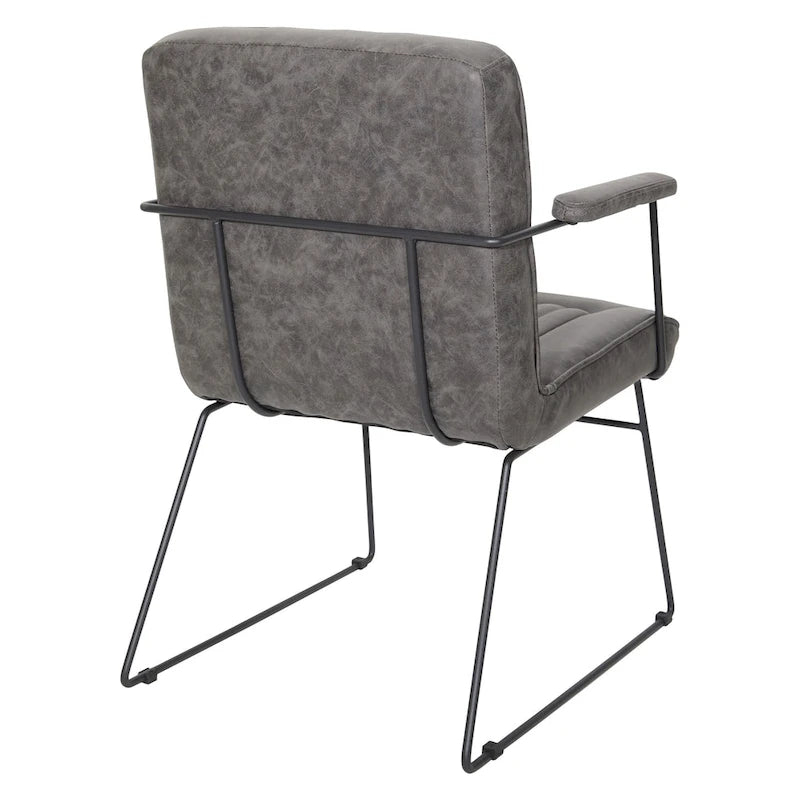White / Sand / Navy / Black / Charcoal Faux Leather Accent Chair with Sled Base & Padded Arms – 1 Person