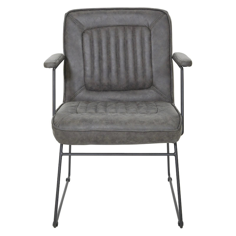 White / Sand / Navy / Black / Charcoal Faux Leather Accent Chair with Sled Base & Padded Arms – 1 Person