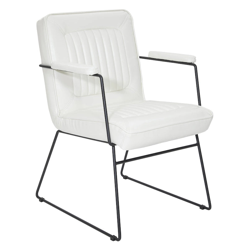 White / Sand / Navy / Black / Charcoal Faux Leather Accent Chair with Sled Base & Padded Arms – 1 Person