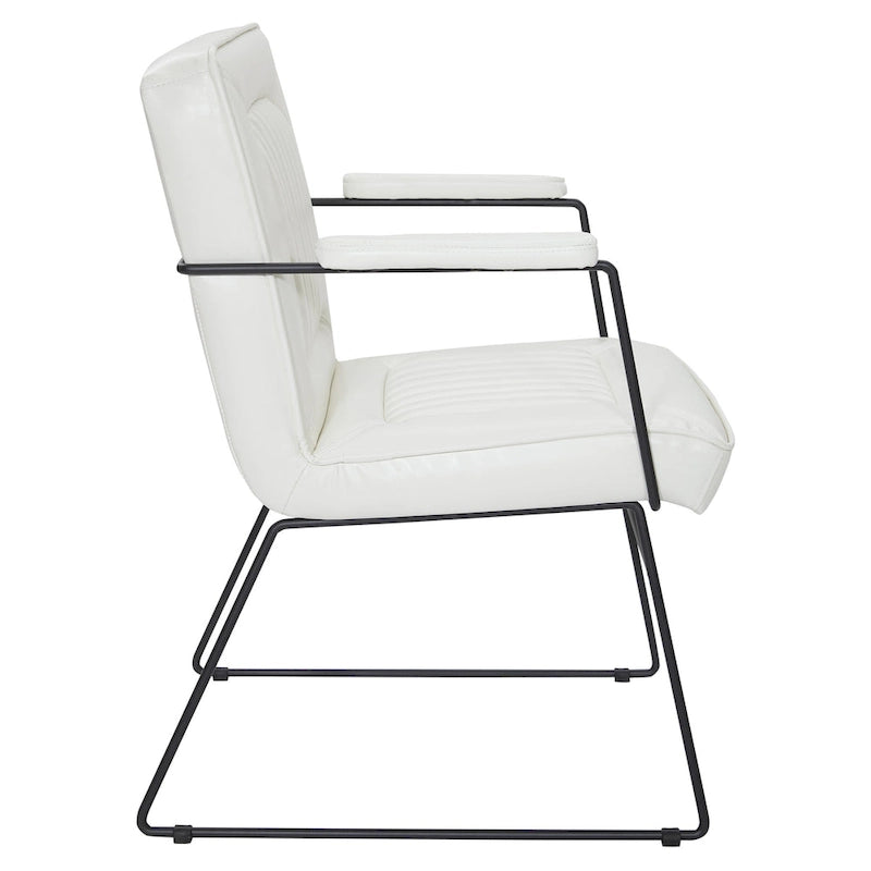 White / Sand / Navy / Black / Charcoal Faux Leather Accent Chair with Sled Base & Padded Arms – 1 Person
