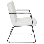 White / Sand / Navy / Black / Charcoal Faux Leather Accent Chair with Sled Base & Padded Arms – 1 Person