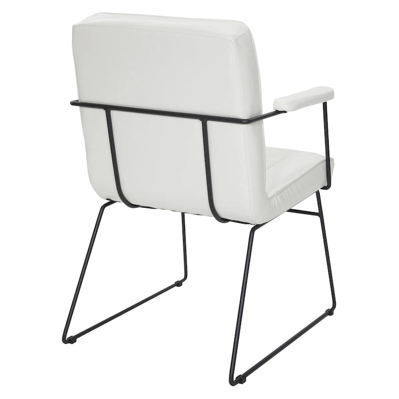 White / Sand / Navy / Black / Charcoal Faux Leather Accent Chair with Sled Base & Padded Arms – 1 Person