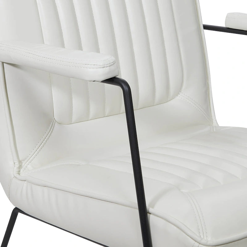 White / Sand / Navy / Black / Charcoal Faux Leather Accent Chair with Sled Base & Padded Arms – 1 Person