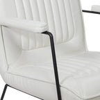 White / Sand / Navy / Black / Charcoal Faux Leather Accent Chair with Sled Base & Padded Arms – 1 Person