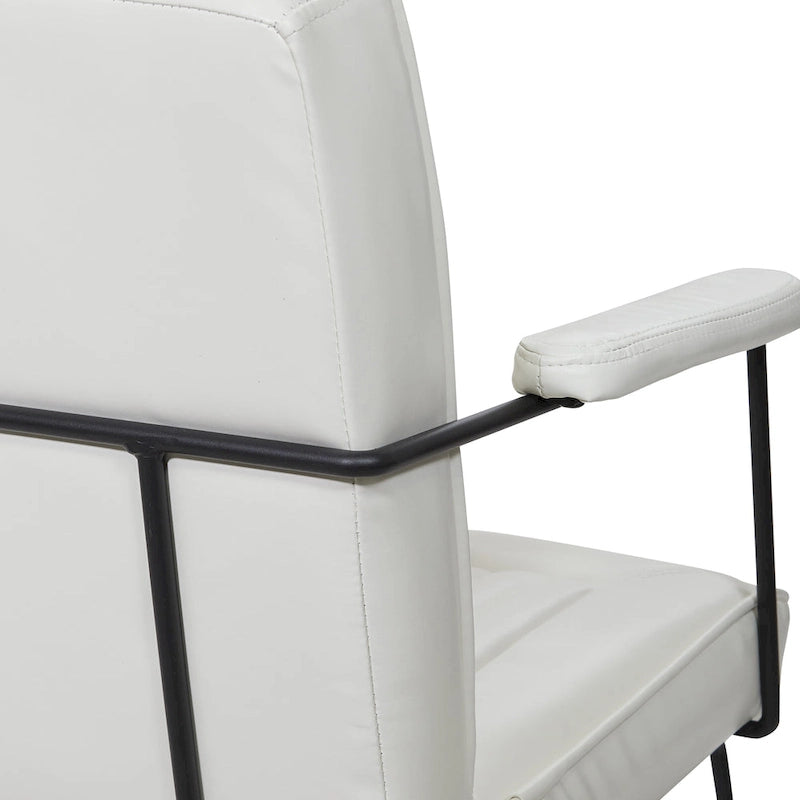 White / Sand / Navy / Black / Charcoal Faux Leather Accent Chair with Sled Base & Padded Arms – 1 Person