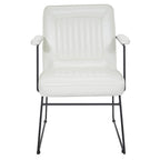 White / Sand / Navy / Black / Charcoal Faux Leather Accent Chair with Sled Base & Padded Arms – 1 Person