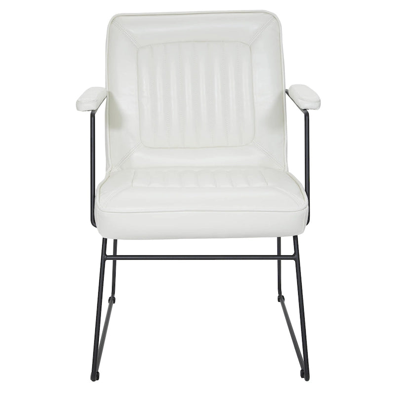 White / Sand / Navy / Black / Charcoal Faux Leather Accent Chair with Sled Base & Padded Arms – 1 Person