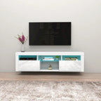 White / Black / Gray High-Gloss Wall-Mounted Floating TV Stand with 16-Color LED – Fits up to 70 in. TV