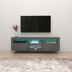 White / Black / Gray High-Gloss Wall-Mounted Floating TV Stand with 16-Color LED – Fits up to 70 in. TV