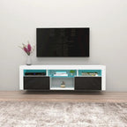 White / Black / Gray High-Gloss Wall-Mounted Floating TV Stand with 16-Color LED – Fits up to 70 in. TV