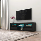 White / Black / Gray High-Gloss Wall-Mounted Floating TV Stand with 16-Color LED – Fits up to 70 in. TV