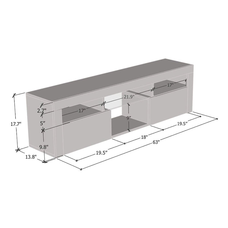 White / Black / Gray High-Gloss Wall-Mounted Floating TV Stand with 16-Color LED – Fits up to 70 in. TV