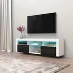 White / Black / Gray High-Gloss Wall-Mounted Floating TV Stand with 16-Color LED – Fits up to 70 in. TV
