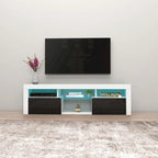 White / Black / Gray High-Gloss Wall-Mounted Floating TV Stand with 16-Color LED – Fits up to 70 in. TV
