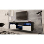 White / Black / Gray High-Gloss Wall-Mounted Floating TV Stand with 16-Color LED – Fits up to 70 in. TV