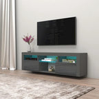 White / Black / Gray High-Gloss Wall-Mounted Floating TV Stand with 16-Color LED – Fits up to 70 in. TV