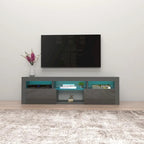White / Black / Gray High-Gloss Wall-Mounted Floating TV Stand with 16-Color LED – Fits up to 70 in. TV