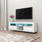 White / Black / Gray High-Gloss Wall-Mounted Floating TV Stand with 16-Color LED – Fits up to 70 in. TV
