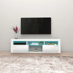White / Black / Gray High-Gloss Wall-Mounted Floating TV Stand with 16-Color LED – Fits up to 70 in. TV
