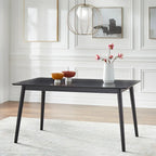 Walnut / Grey / Black Mid-Century Rectangular Dining Table with Tapered Legs – 6 Person