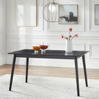 Walnut / Grey / Black Mid-Century Rectangular Dining Table with Tapered Legs – 6 Person