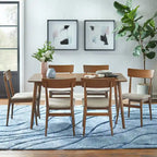 Walnut / Grey / Black Mid-Century Rectangular Dining Table with Tapered Legs – 6 Person