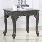 Grey / Cherry Traditional Ornate Resin End Table with Claw Feet