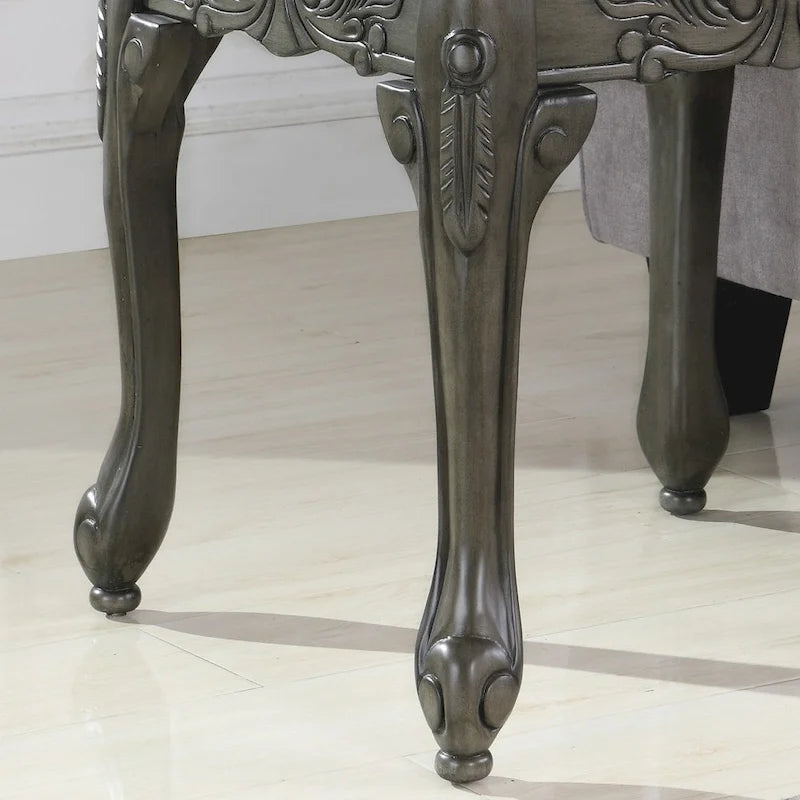 Grey / Cherry Traditional Ornate Resin End Table with Claw Feet